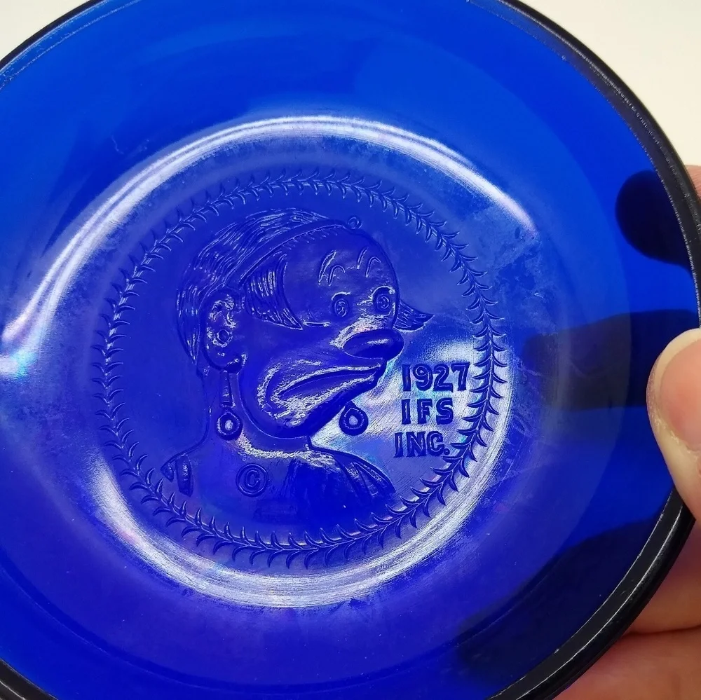Antique 1927 Comic Jiggs & Maggie Cobalt trinket dish